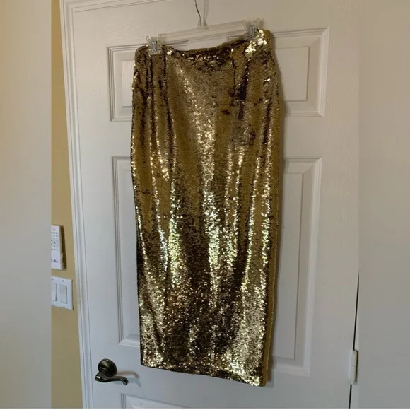 Gianni‎ Bini Shimmering Gold Sequin
Pencil Skirt Size XL Party Cocktail - Picture 6 of 7